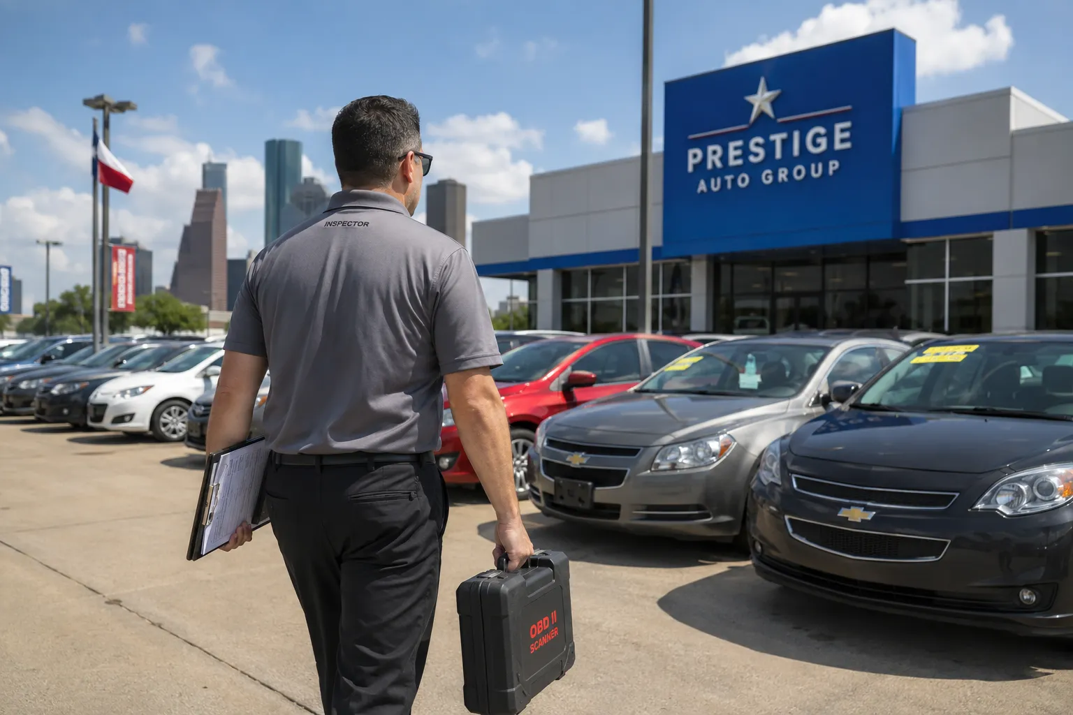 Do dealerships allow pre purchase inspections Houston - mobile inspector arriving at dealer lot