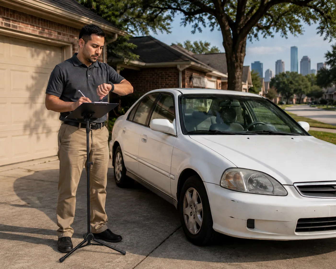 Mobile pre purchase inspection Houston - inspector on-site completing 200-point check in 60 to 90 minutes
