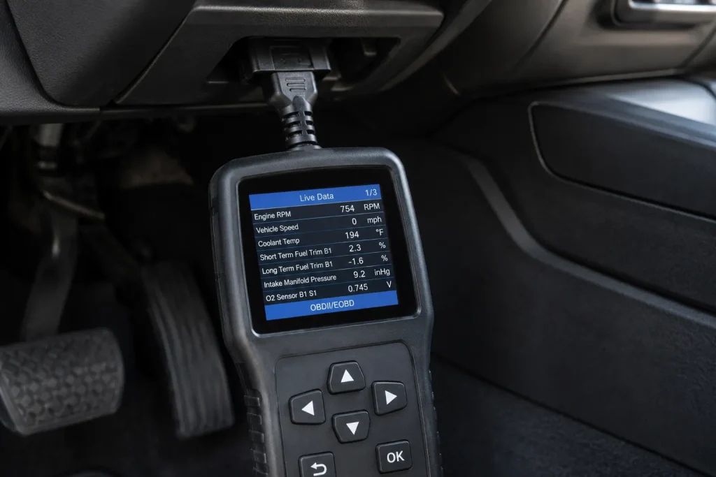 OBD diagnostic scan during pre purchase auto inspection Houston - pulling stored fault codes